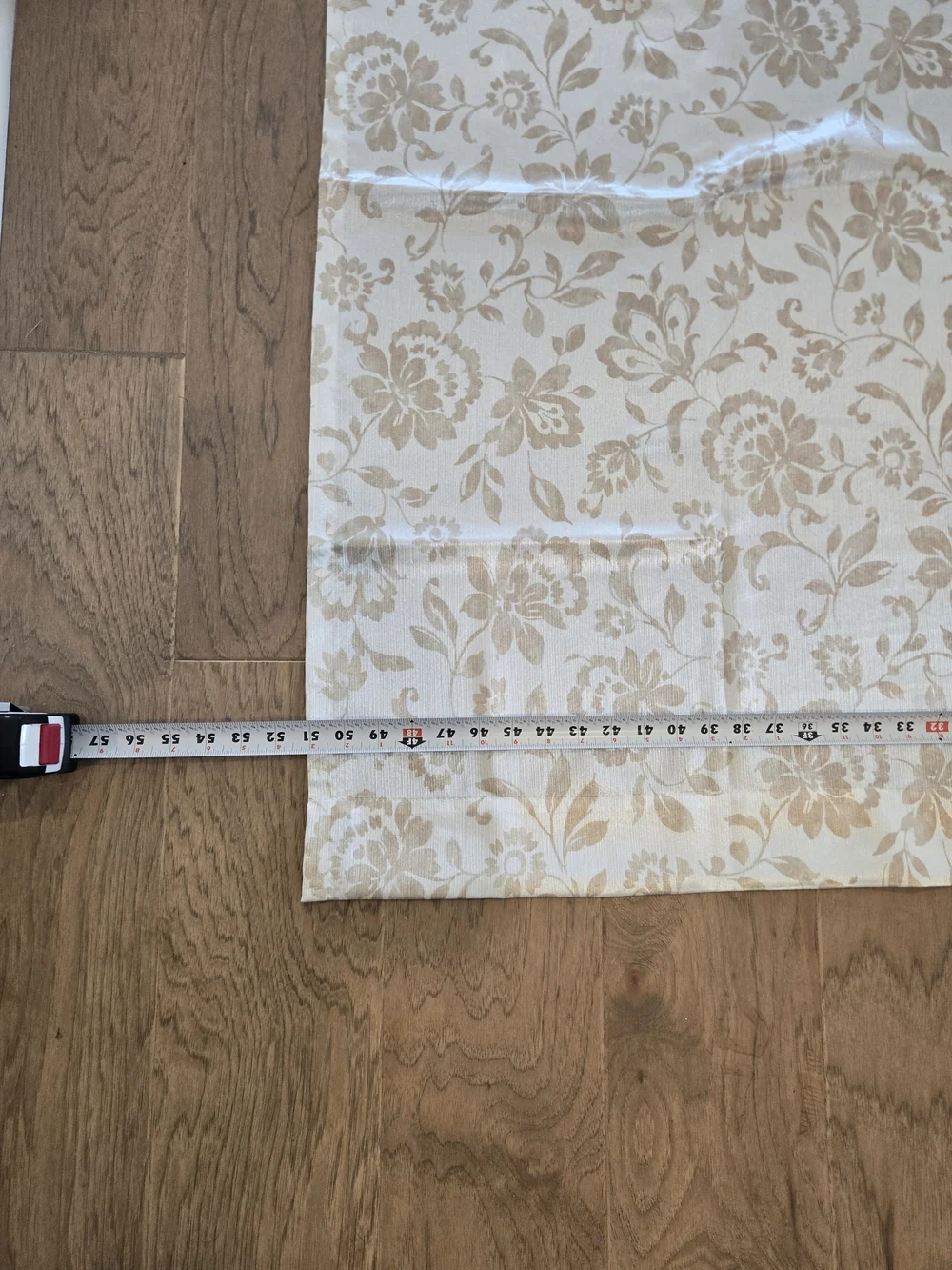 Floral Jacquard Curtain Panel in Beige and Cream, Set Of 2